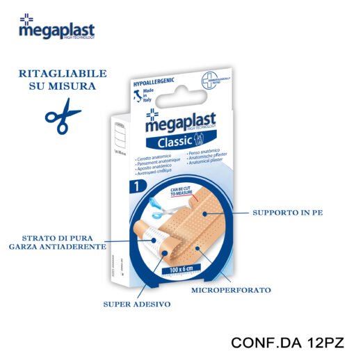 Art.182120 Megaplast Classic Ml 1 Striscia 100X6Cm Conf.1 12Pz