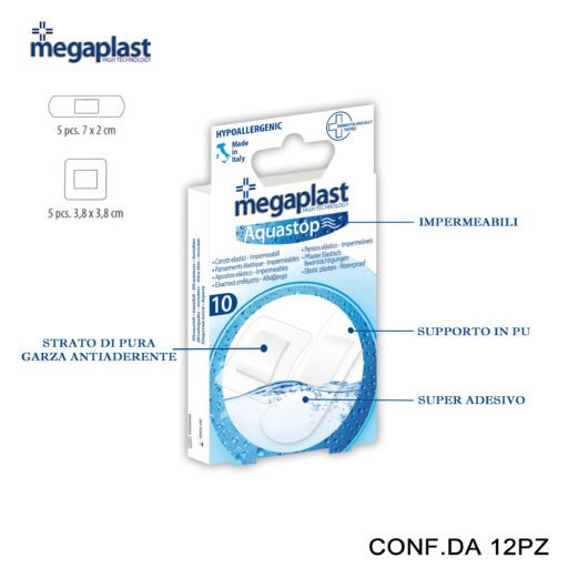 Art.182472 Megaplast Aquastop Ml 10 Cerotti Assortiti Elaskin Conf.10 12Pz