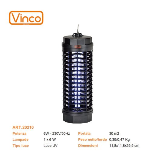 Vinco Insetticida Elet. 6W Luce Uv Art.20210