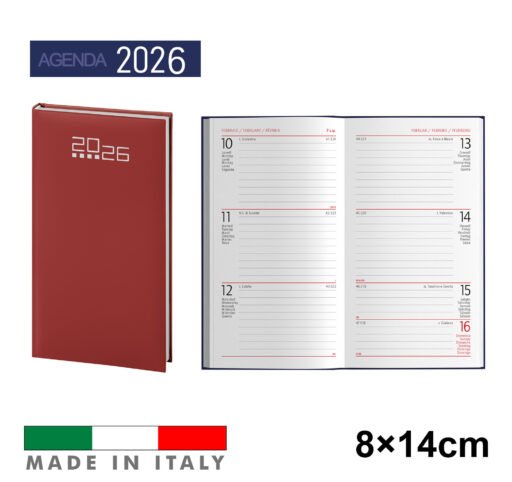 Art.Ag550Rosso Agenda2026 Settim. 8X15