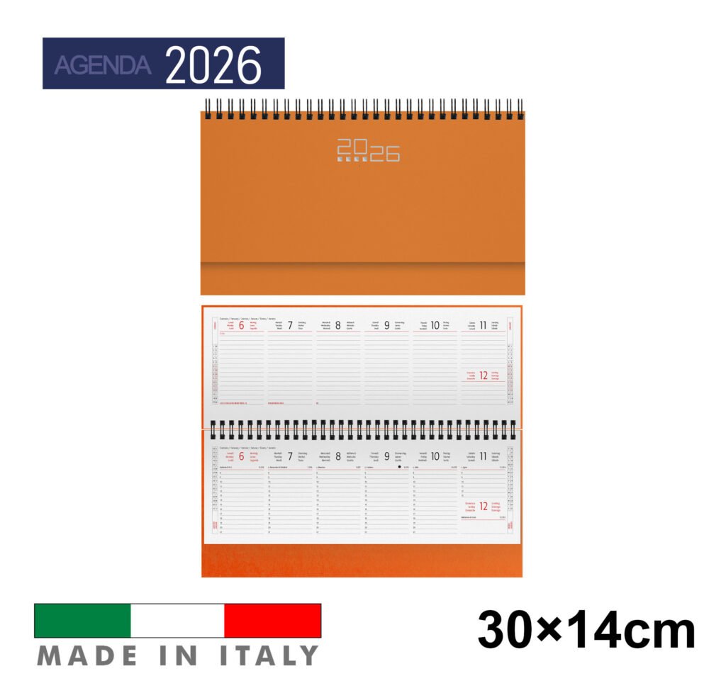 Art.Ag489Arancio Agenda2026 Planning Settim. Da Tavolo 30X14