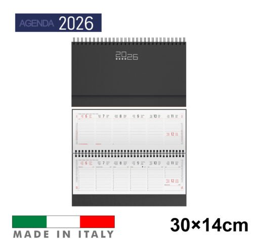 Art.Ag489Nero Agenda2026 Planning Settim. Da Tavolo 30X14