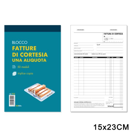 Fatture Cortesia 50Fg X 3 Copie F.To 15X23 Art.913 Pz1
