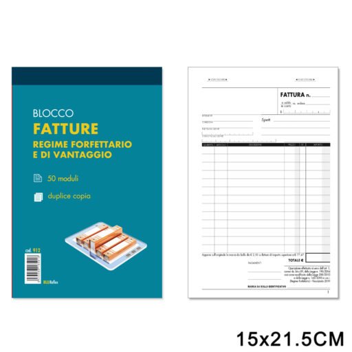 Fatture 50Fg X 2Copie Vantaggio-Forfettario F.To 15X23 Art.912 Pz1