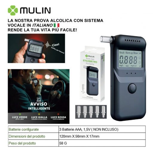 Alcol Test Etilometro Portatile Mulin Art.Mr997 Bl1