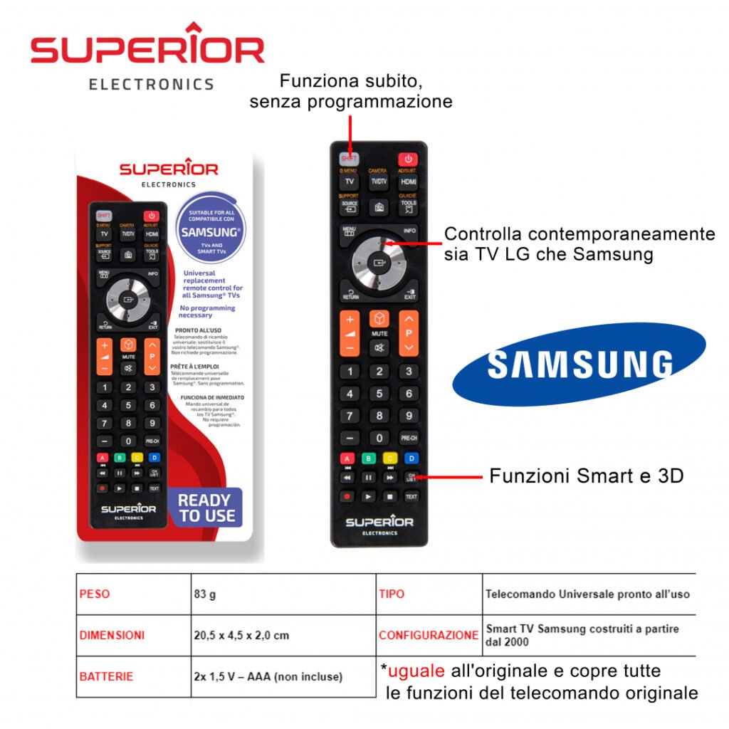 SAMSUNG TELECOMANDO TV ART.SUPTRB008 SUPERIOR BL1