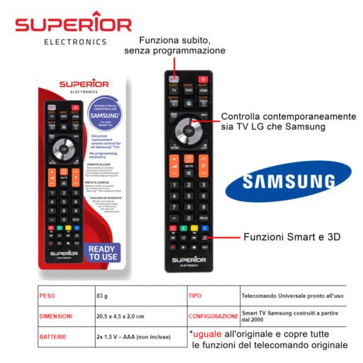 Samsung Telecomando Tv Art.Suptrb008 Superior Bl1