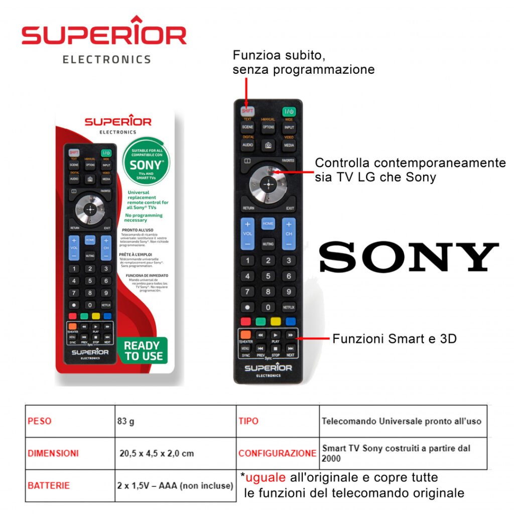 SONY TELECOMANDO TV ART.SUPTRB009 SUPERIOR BL1