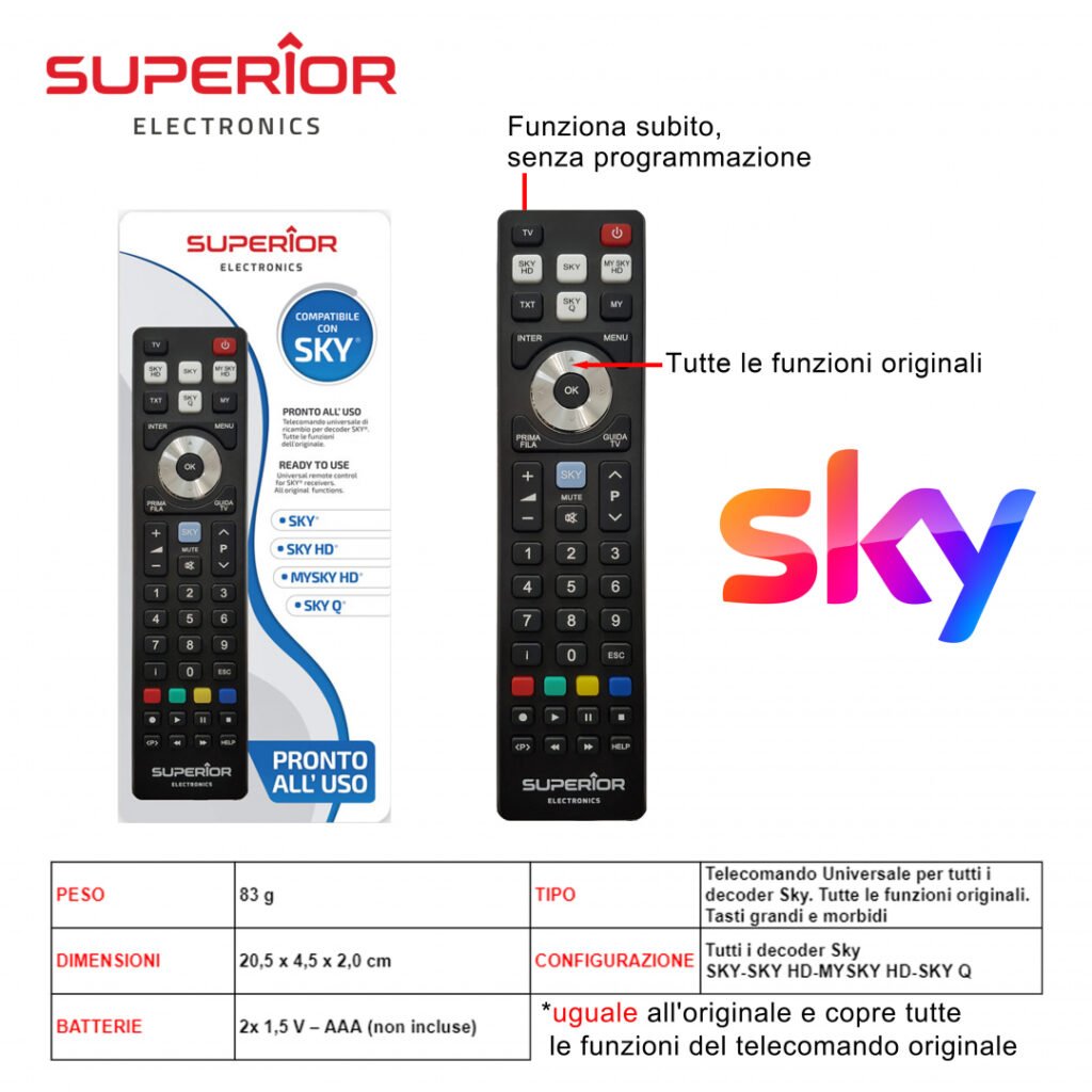 SKY TELECOMANDO DECODER ART.SUPTRB027 SUPERIOR BL1