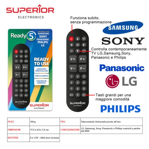 Ready5 Universale Telecomando Tv Art.Suptrb014 Superior Bl1