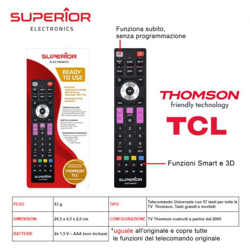 Thomson Telecomando Tv Art.Suptrb017 Superior Bl1