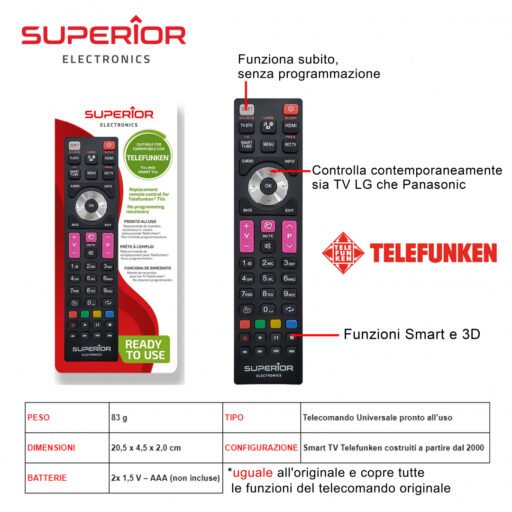 Telefunken Telecomando Tv Art.Suptrb016 Superior Bl1