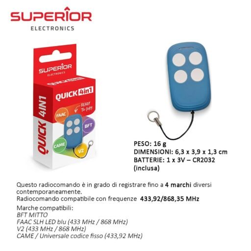 RADIOCOMANDO 433MHz QUICK 4IN1 SUPERIOR