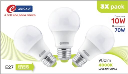 GOCCIA LED A60 E27 10W 4000K 3PZ ART.Q3-1005