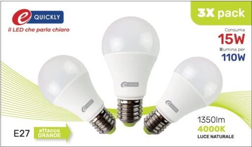 GOCCIA LED A60 E27 15W 4000K 3PZ ART.Q3-1011