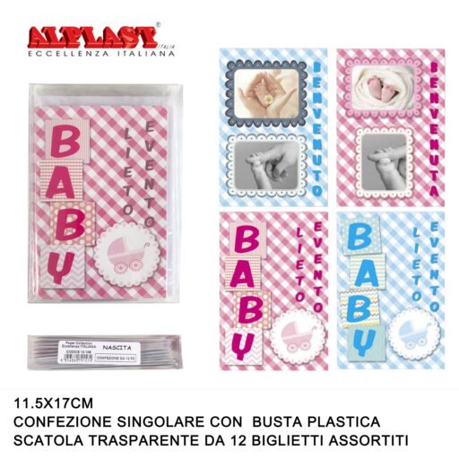 Art.10108 Alplast Biglietti Di Auguri Nascita Conf.12Pz