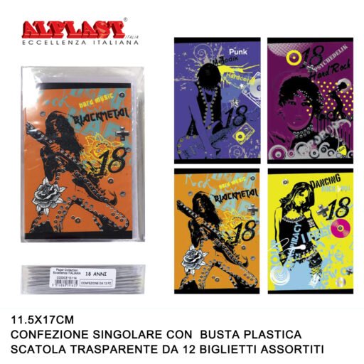 Art.10114 Alplast Biglietti Di Auguri 18 Anni Conf.12Pz