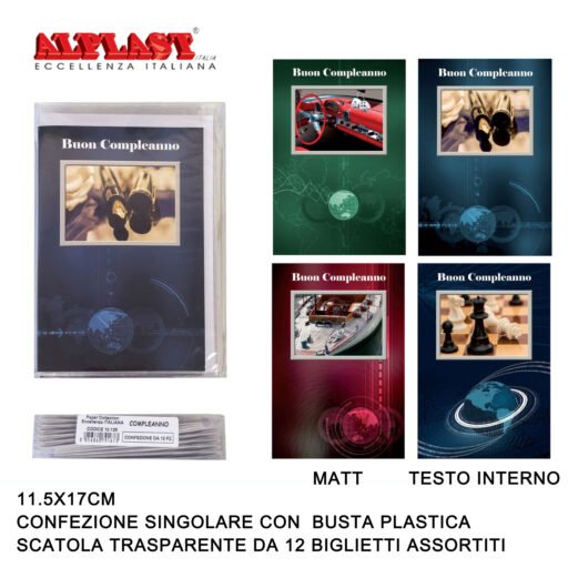 Art.10125 Alplast Biglietti Di Auguri Compleanno Conf.12Pz