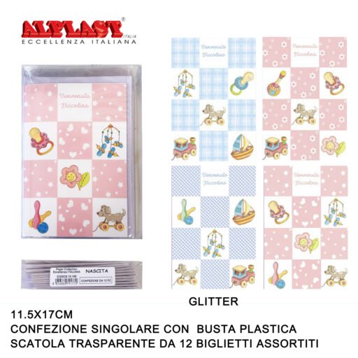 Art.10159 Alplast Biglietti Di Auguri Nascita Conf.12Pz