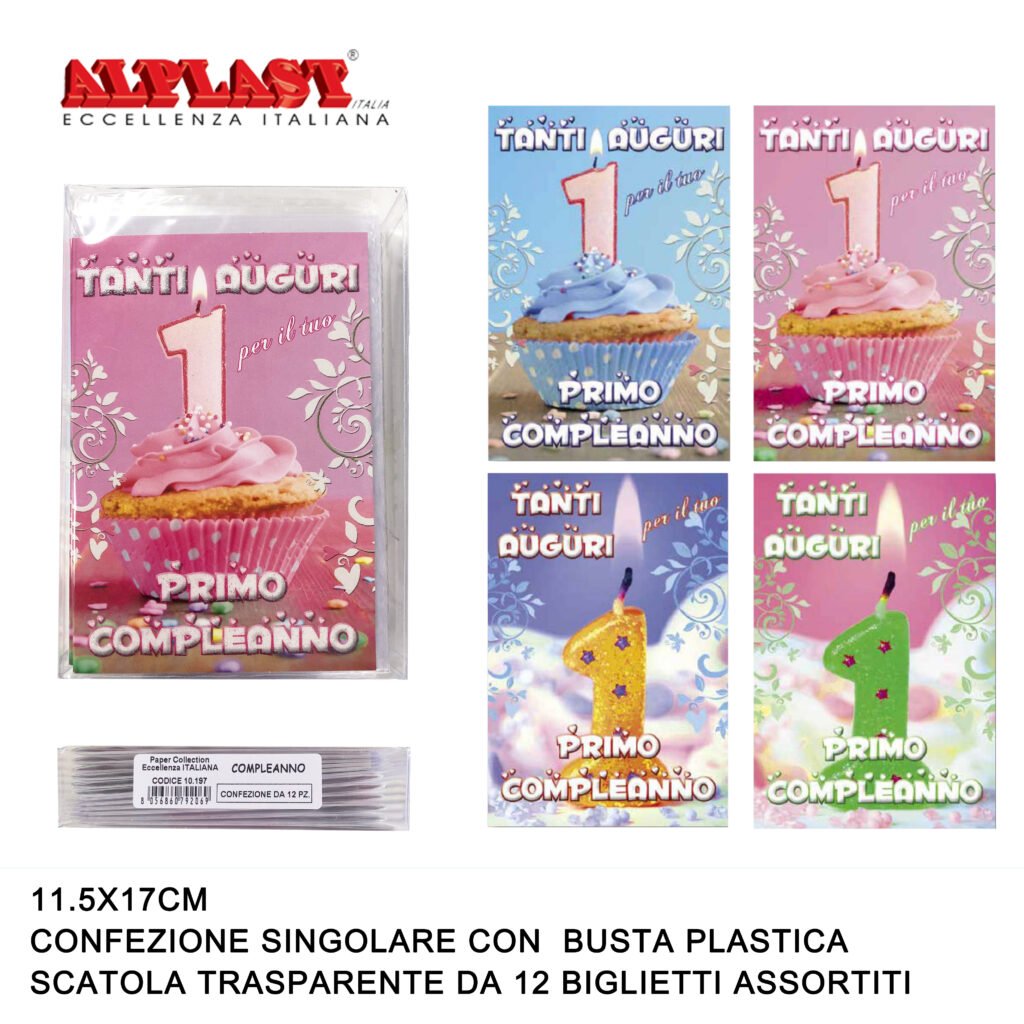 Art.10197 Alplast Biglietti Di Auguri Compleanno Conf.12Pz