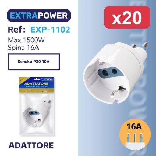Extrapower Adattatore schuko P30 Spina 16A 2PT - Presa 10A ART.EXP-1102