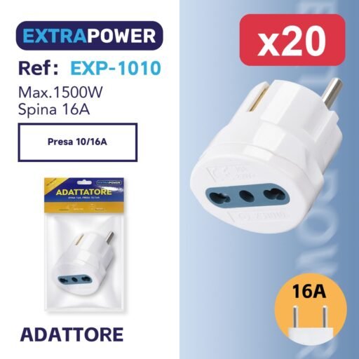Extrapower ADATTATORE SPINA 16A, PRESA 10/16A ART.EXP-1010