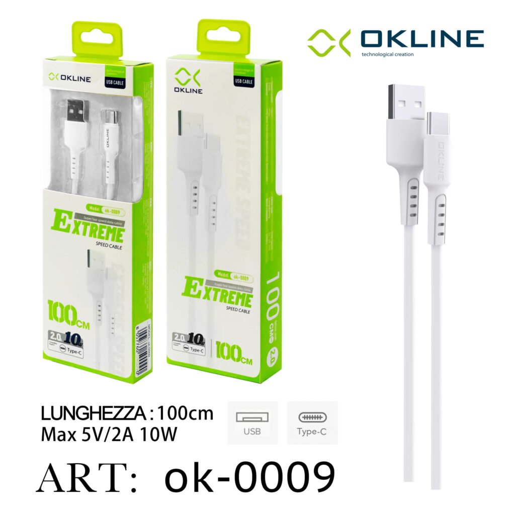 Art.Ok-0009 Okline Type-C Usb Cavo 100Cm Bianco