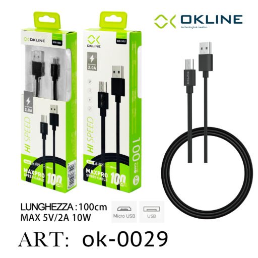 Art.Ok-0029 Okline Micro Usb Cavo 100Cm Nero