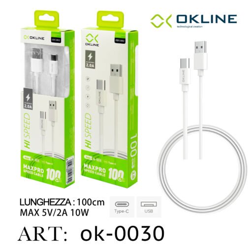 Art.Ok-0030 Okline Type-C Usb Cavo 100Cm Bianco