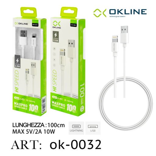 Art.Ok-0032 Okline Iphone Lightning Usb Cavo 100Cm Bianco