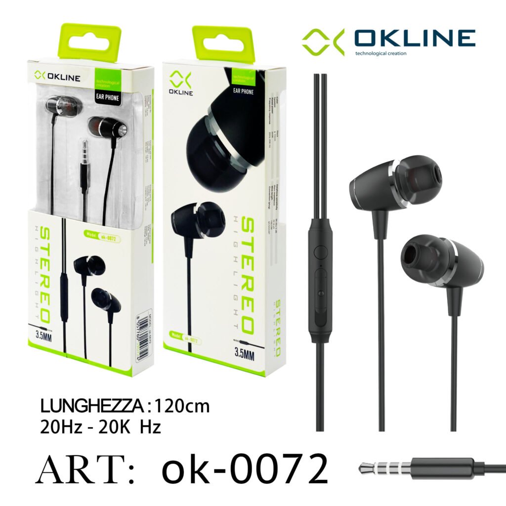 ART.OK-0072 OKLINE 3.5MM AUX Auricolari Nero