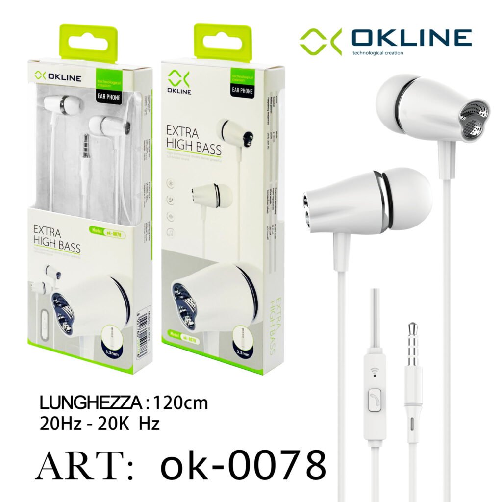 ART.OK-0078 OKLINE 3.5MM AUX Auricolari Bianco