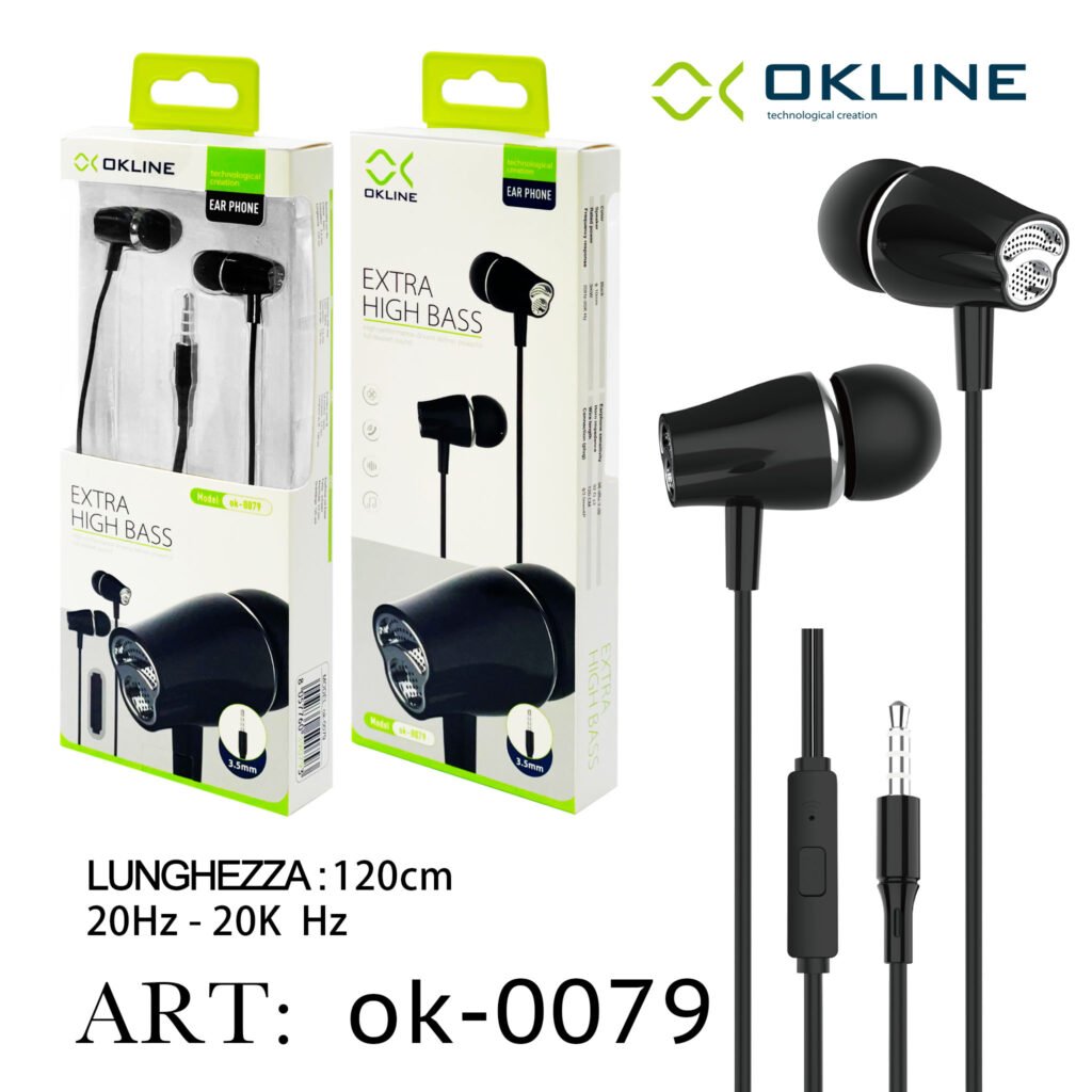 ART.OK-0079 OKLINE 3.5MM AUX Auricolari Nero