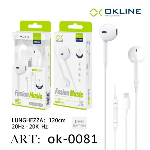 Art.Ok-0081 Okline Iphone Lightning Auricolari Bianco