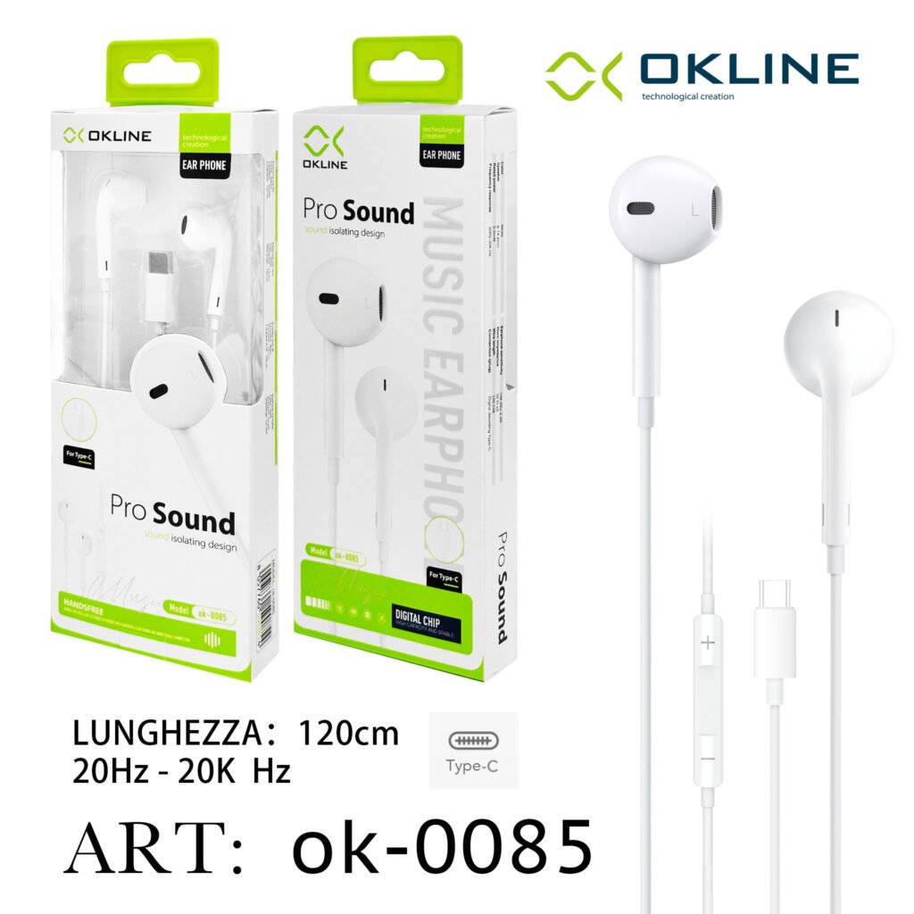 ART.OK-0085 OKLINE TC Auricolari Bianco