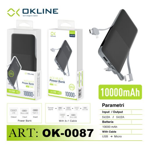 Art.Ok-0087 Okline Black Power Bank 10000Mah