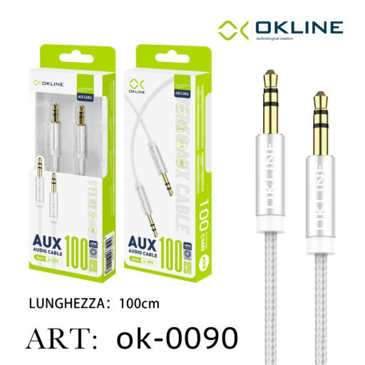 Art.Ok-0090 Okline 3.5Mm Aux Cavo 100Cm M M Bianco