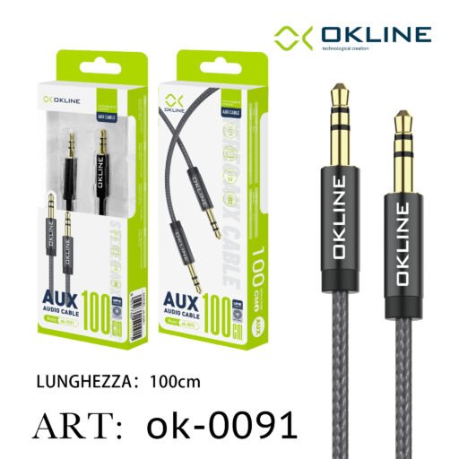 Art.Ok-0091 Okline 3.5Mm Aux Cavo 100Cm M M Nero