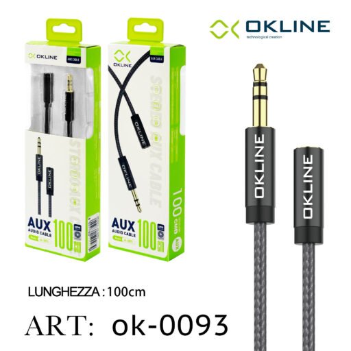 Art.Ok-0093 Okline 3.5Mm Aux Cavo 100Cm M F Nero