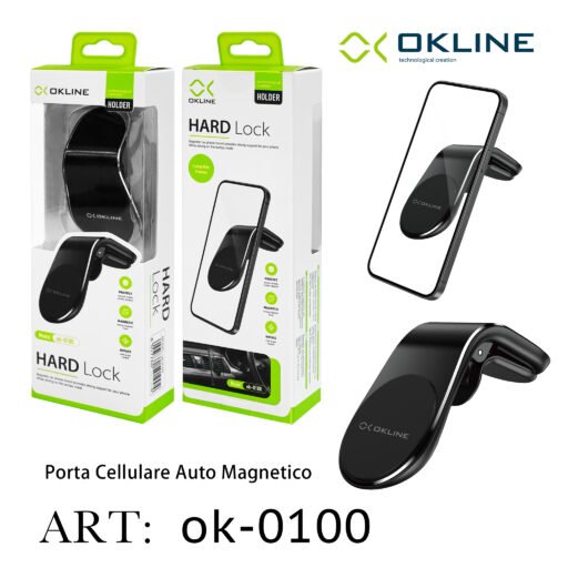 Art.Ok-0100 Okline Hardlock Supporto Magnetico Del Telefono Automobile Nero
