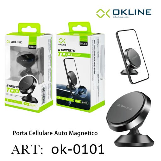 Art.Ok-0101 Okline Top Supporto Magnetico Del Telefono Automobile Nero
