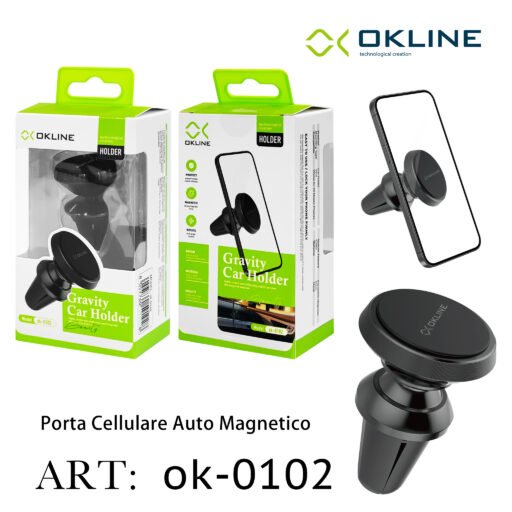 Art.Ok-0102 Okline Gravity Supporto Magnetico Del Telefono Automobile Nero