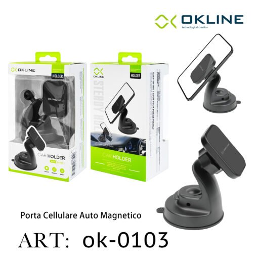 Art.Ok-0103 Okline Supporto Magnetico Del Telefono Automobile Nero