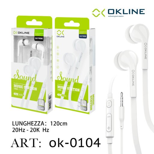Art.Ok-0104 Okline Music Station Auricolare A Filo Universale 3.5Mm Bianco