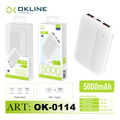 Art.Ok-0114 Okline White Power Bank 5000Mah
