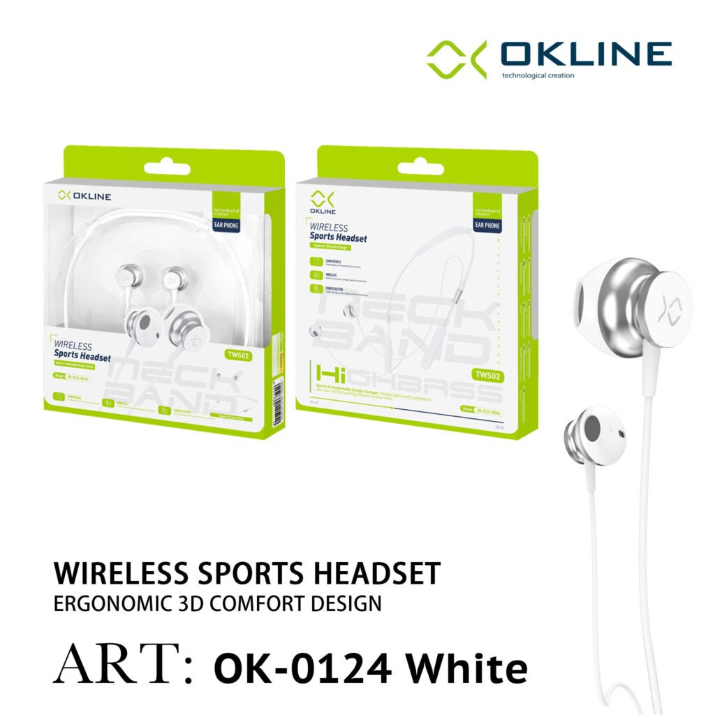 ART.OK-0124BIANCO OKLINE WIRELESS HEADSET AURICOLARE SPORT BIANCO