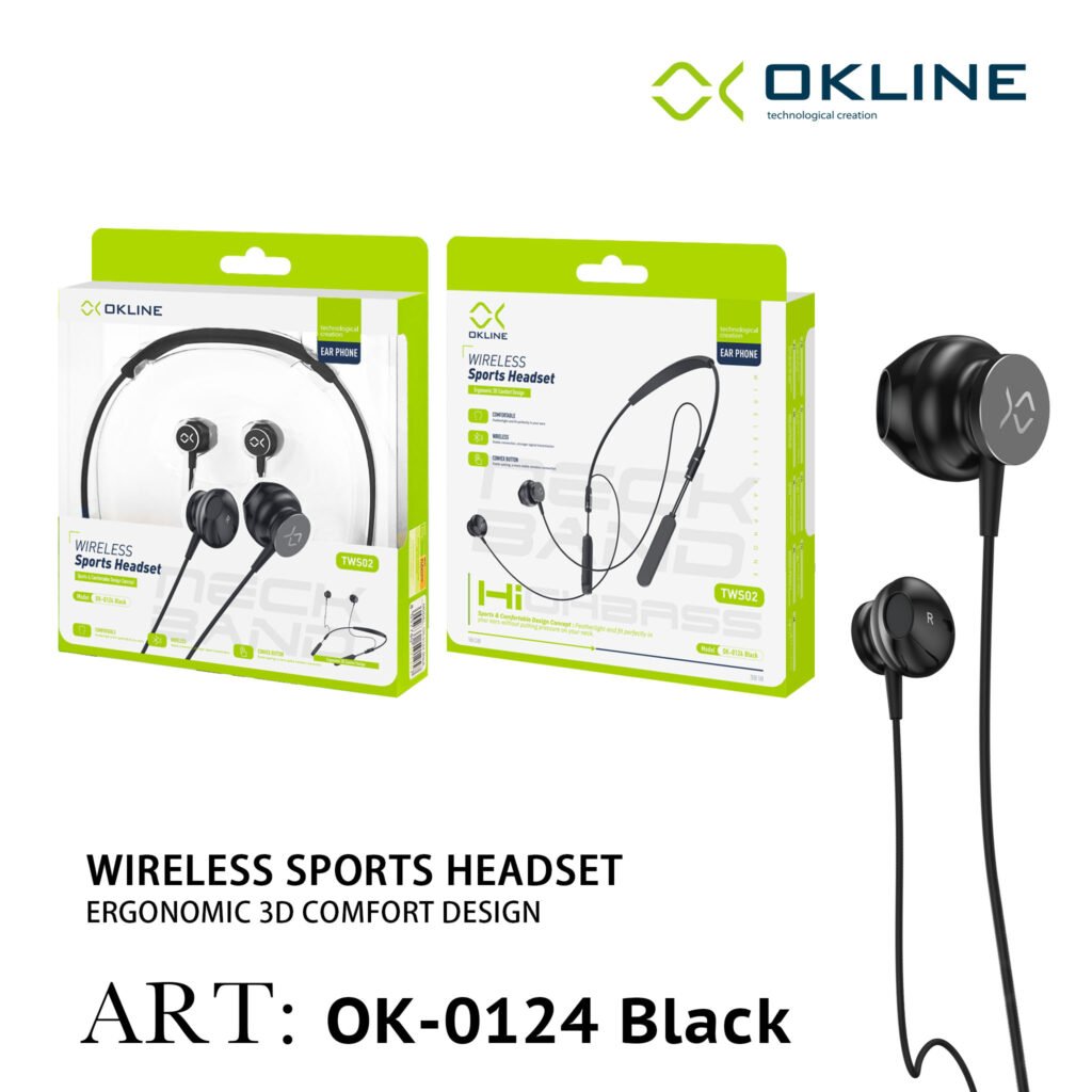 Art.Ok-0124Nero Okline Wireless Headset Auricolare Sport Nero