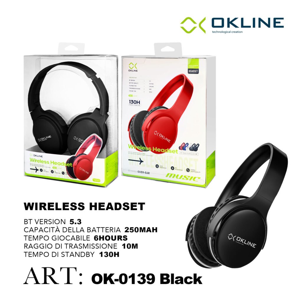 ART.OK-0139NERO OKLINE MUSIC CUFFIE BLUETOOTH NERO
