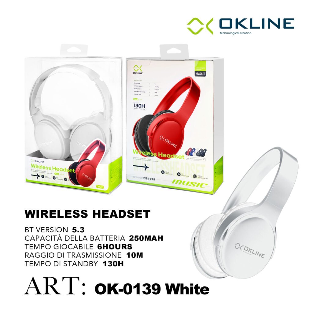 ART.OK-0139BIA OKLINE MUSIC CUFFIE BLUETOOTH BIANCO