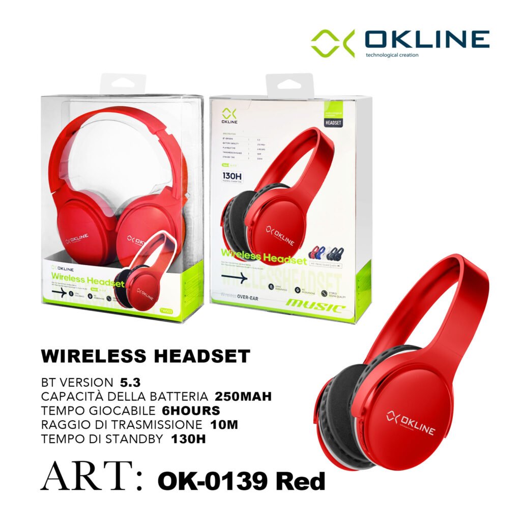 ART.OK-0139ROS OKLINE MUSIC CUFFIE BLUETOOTH ROSSO